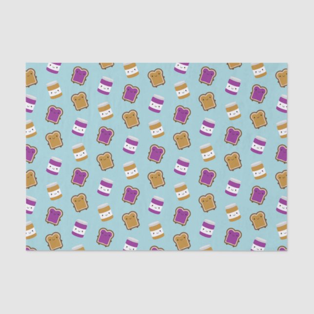 Kawaii Peanut Butter & Jelly Sandwich Couple Tissue Paper (Front)
