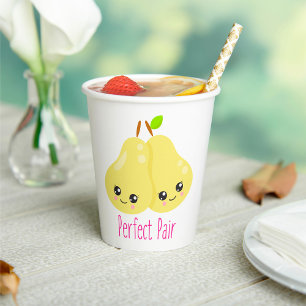 Kawaii Pear Couple Perfect Pair Funny Pun Paper Cups