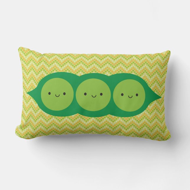 Kawaii Peas in a Pod Lumbar Pillow (Front)