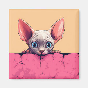 Kawaii Peeking Cute Sphynx Cat Magnet