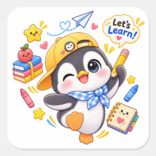 Kawaii Penguin Let's Learn School Stickers