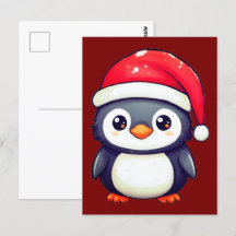 Kawaii Penguin Wearing a Cozy Santa Hat this Xmas!