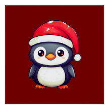 Kawaii Penguin Wearing a Cozy Santa Hat this Xmas!