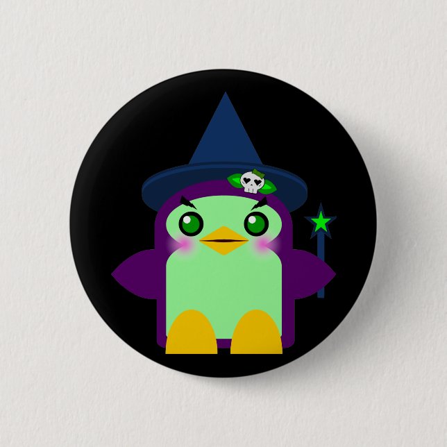 Kawaii Penguin Witch 2 Inch Round Button (Front)