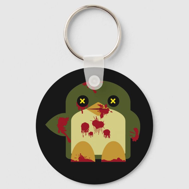 Kawaii Penguin Zombie Gruesome Horror Keychain (Front)