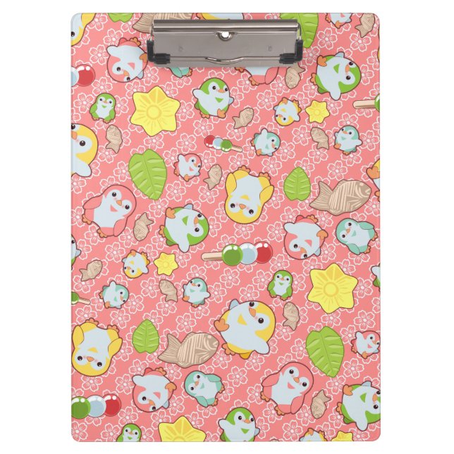 Kawaii Penguins and Wagashi Clipboard (Front)