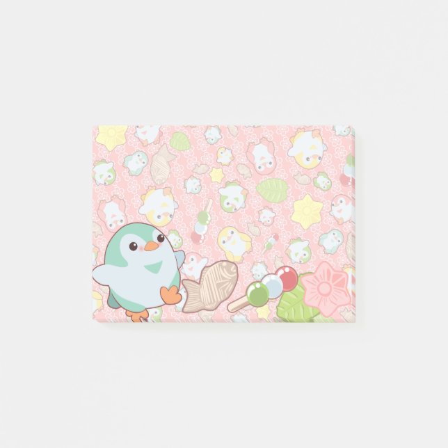 Kawaii Penguins and Wagashi Post-it Notes (Front)