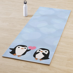 Kawaii Penguins in Love Yoga Mat