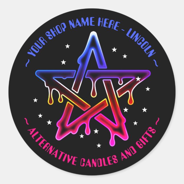 Kawaii Pentagram Witchcraft Gothic Classic Round Sticker (Front)