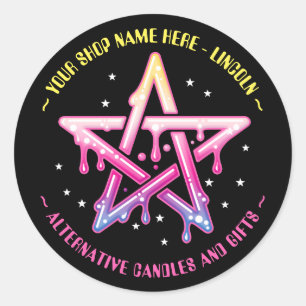 Kawaii Pentagram Witchcraft Gothic Classic Round Sticker