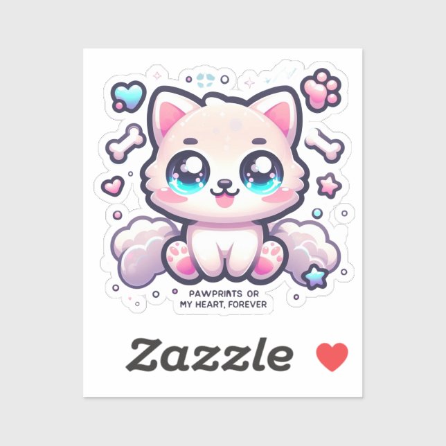 Kawaii Pet Vinyl Pawprints on My Heart, Forever (Sheet)