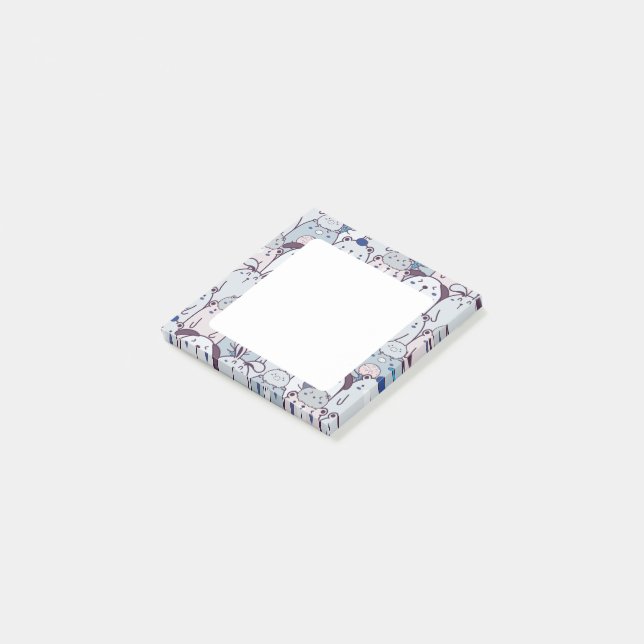 Kawaii Pets & Ice Cream Pattern Post-it Notes (Angled)