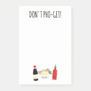 Kawaii Pho Don't Pho-Get Forget Punny Noodles Post-it Notes
