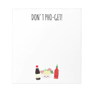 Kawaii Pho Don't Pho-Get Punny Noodles Notepad