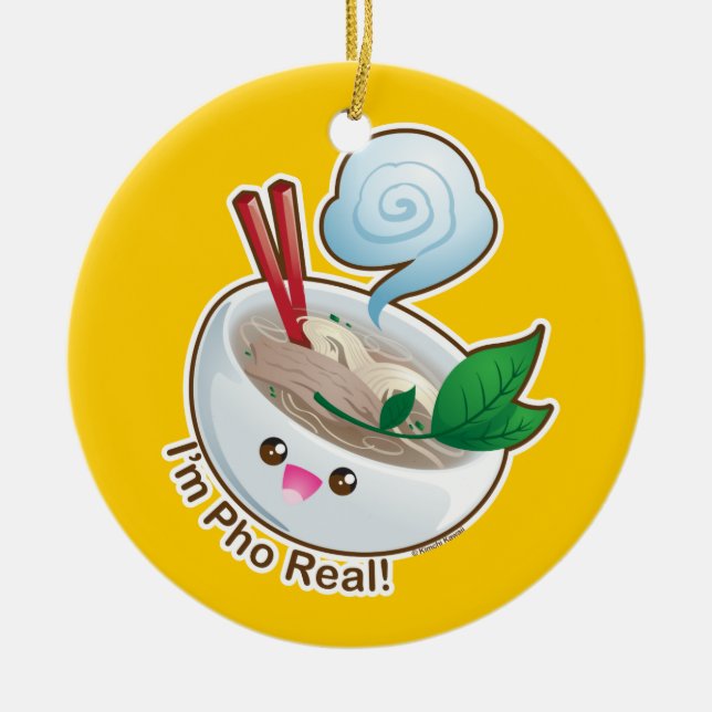 Kawaii Pho Real Ceramic Ornament (Front)