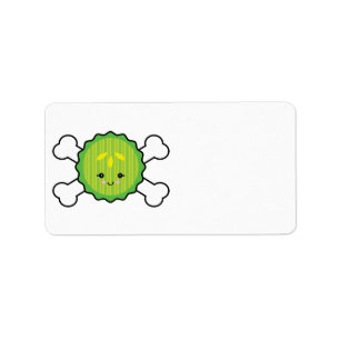 kawaii pickle slice and crossbones design label