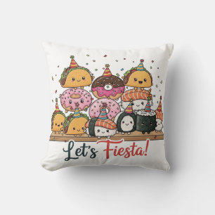 Kawaii Picnic Party Throw Pillow
