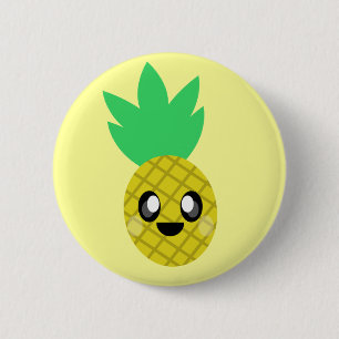 kawaii pineapple fruit face so happy cute 2 inch round button