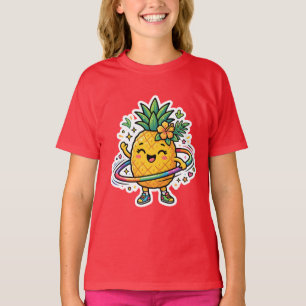 Kawaii Pineapple Hula Hoop Cute Tropical Sticker T-Shirt