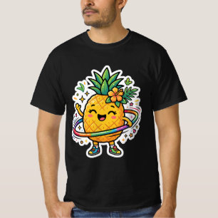 Kawaii Pineapple Hula Hoop Cute Tropical Sticker T-Shirt