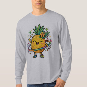 Kawaii Pineapple Hula Hoop Cute Tropical Sticker T-Shirt