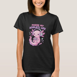 Kawaii Pink Axolotl Retro Gamer Pixel Art T-Shirt