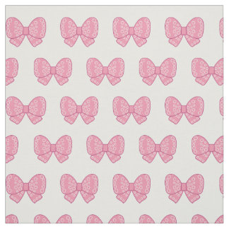 kawaii pink bows on white background fabric