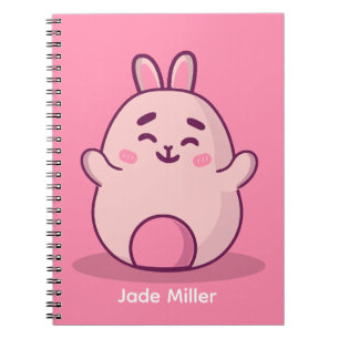Kawaii Pink Bunny Personalized Name Notebook