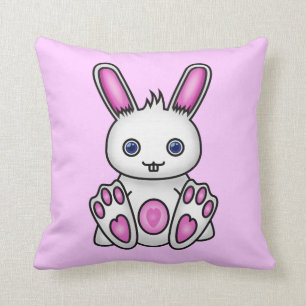Kawaii Pink Bunny Throw Pillow