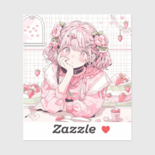 Kawaii Pink Cafe Anime Girl