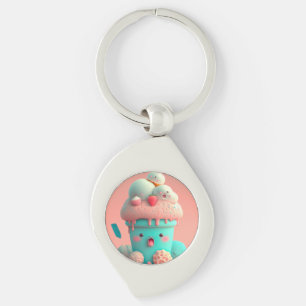 Kawaii pink cute ice cream notebook keychain