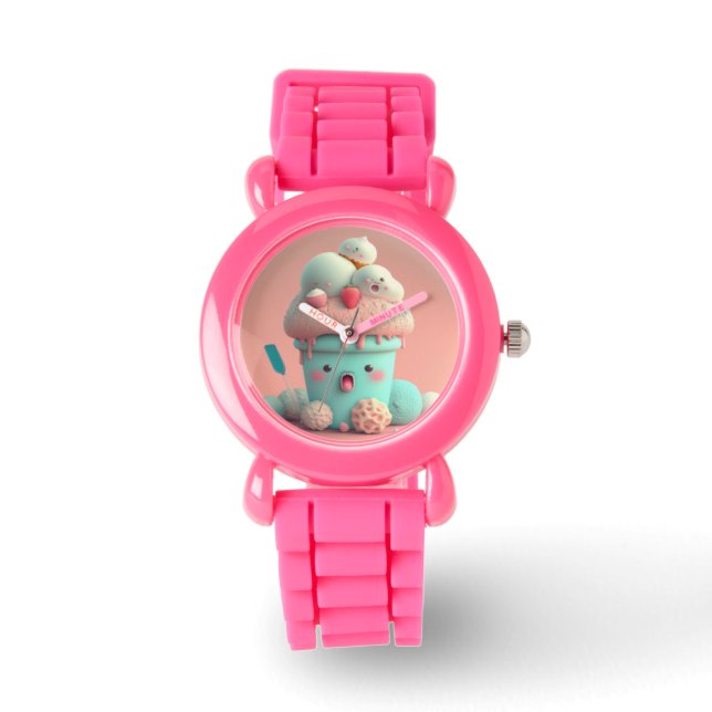 Kawaii pink cute ice cream  notebook watch (Front)