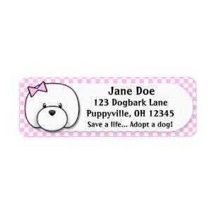Kawaii Pink Gingham Bichon Frise