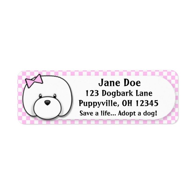 Kawaii Pink Gingham Bichon Frise (Front)