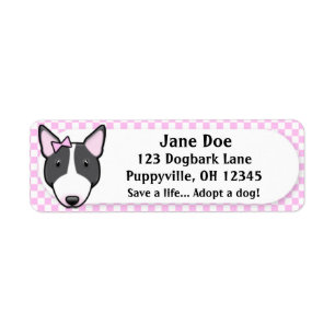 Kawaii Pink Gingham Black & White Bull Terrier