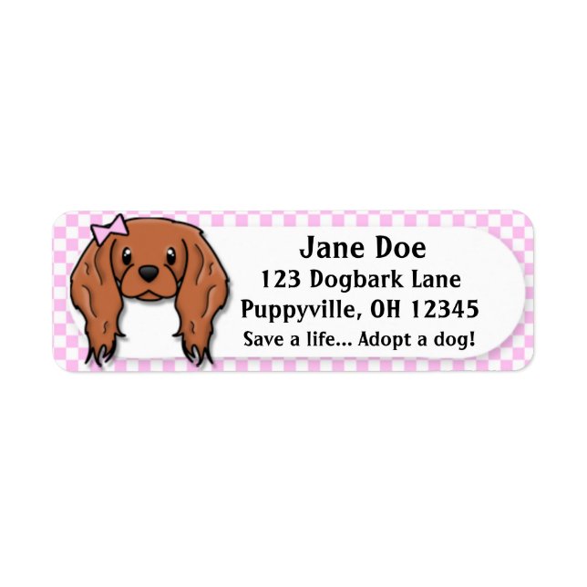 Kawaii Pink Gingham Cavalier King Charles Spaniel (Front)