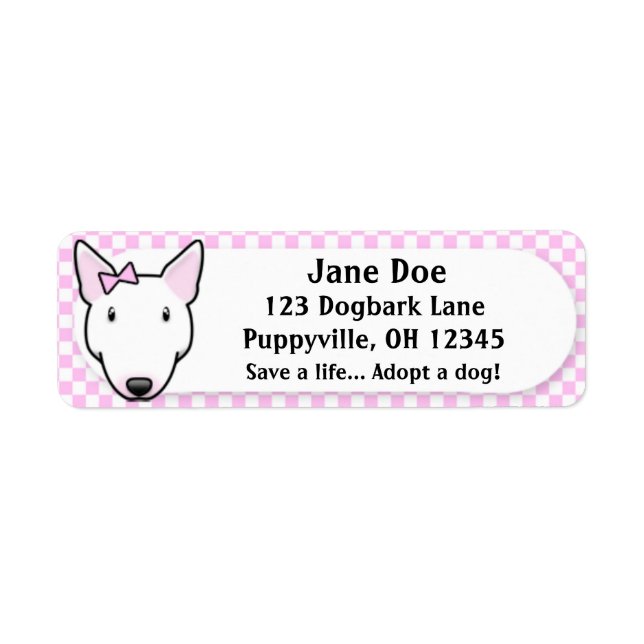 Kawaii Pink Gingham White Bull Terrier (Front)