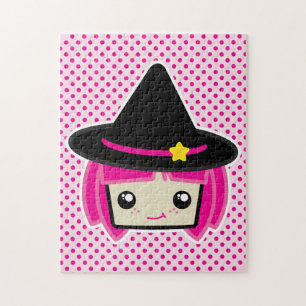 Kawaii Pink Haired Puzzle Sorcière