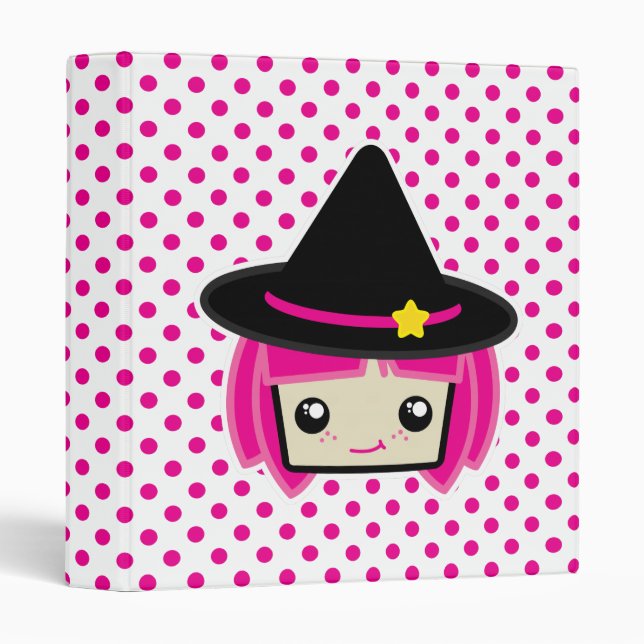 Kawaii Pink Haired Witch Binder (Front/Spine)