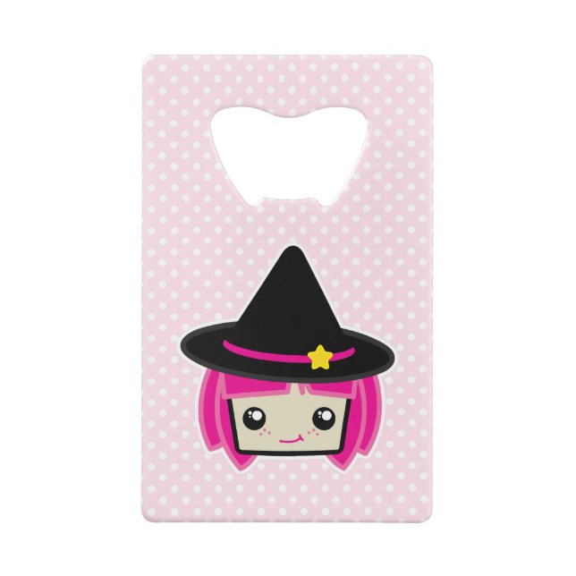 Kawaii Pink Haired Witch Bottle Opener Wallet Bottle Opener (Back)