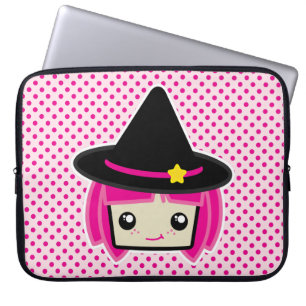 Kawaii Pink Haired Witch Laptop Sleeve