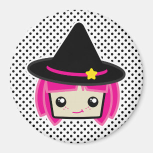 Kawaii Pink Haired Witch Magnet