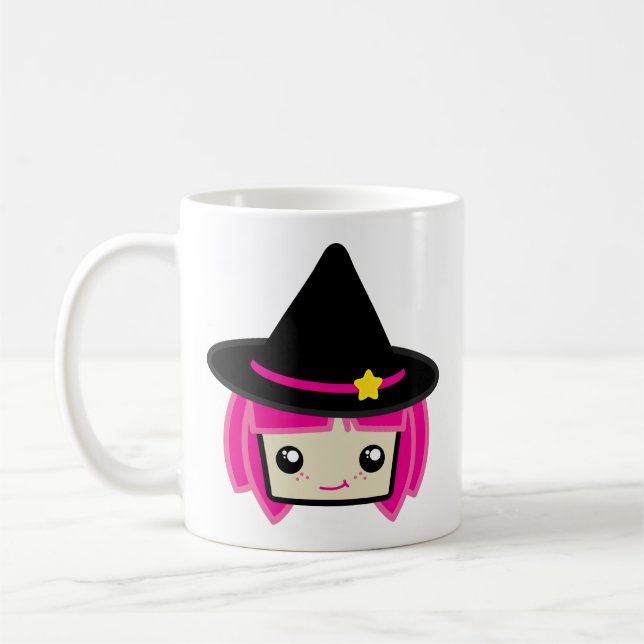 Kawaii Pink Haired Witg Mug (Gauche)