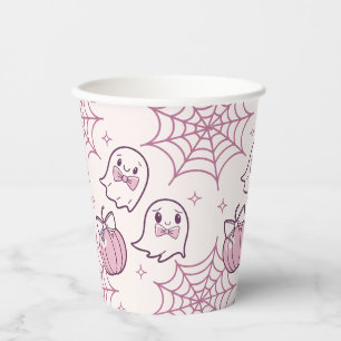 Kawaii Pink Halloween Ghosts & Pumpkin Paper Cups