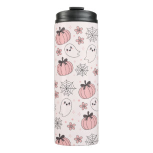 Kawaii Pink Halloween Ghosts & Pumpkins Thermal Tumbler
