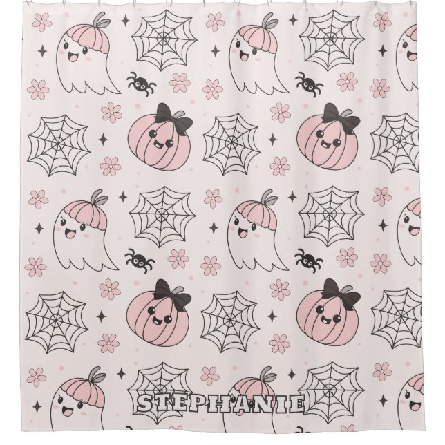 Kawaii Pink Halloween Pattern with Ghost, Pumpkin  (Front)