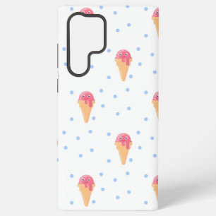 Kawaii pink ice cream on white samsung galaxy case