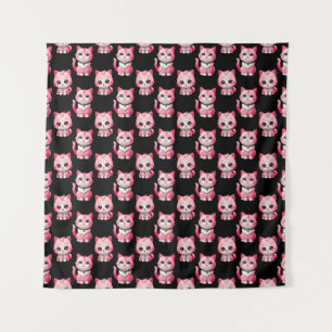 Kawaii Pink Kitty Cats Design Tapestry