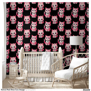 Kawaii Pink Kitty Cats Design  Wallpaper