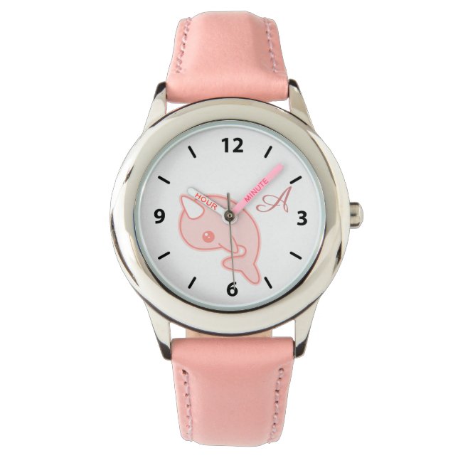 Kawaii Pink Narwhal Watch (Front)